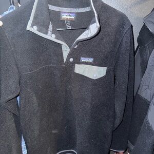Patagonia Black Fleece Pullover with Gray Trim